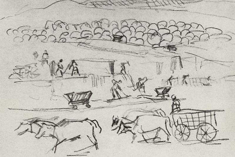 Construction Of The People's House — Martiros Sarian