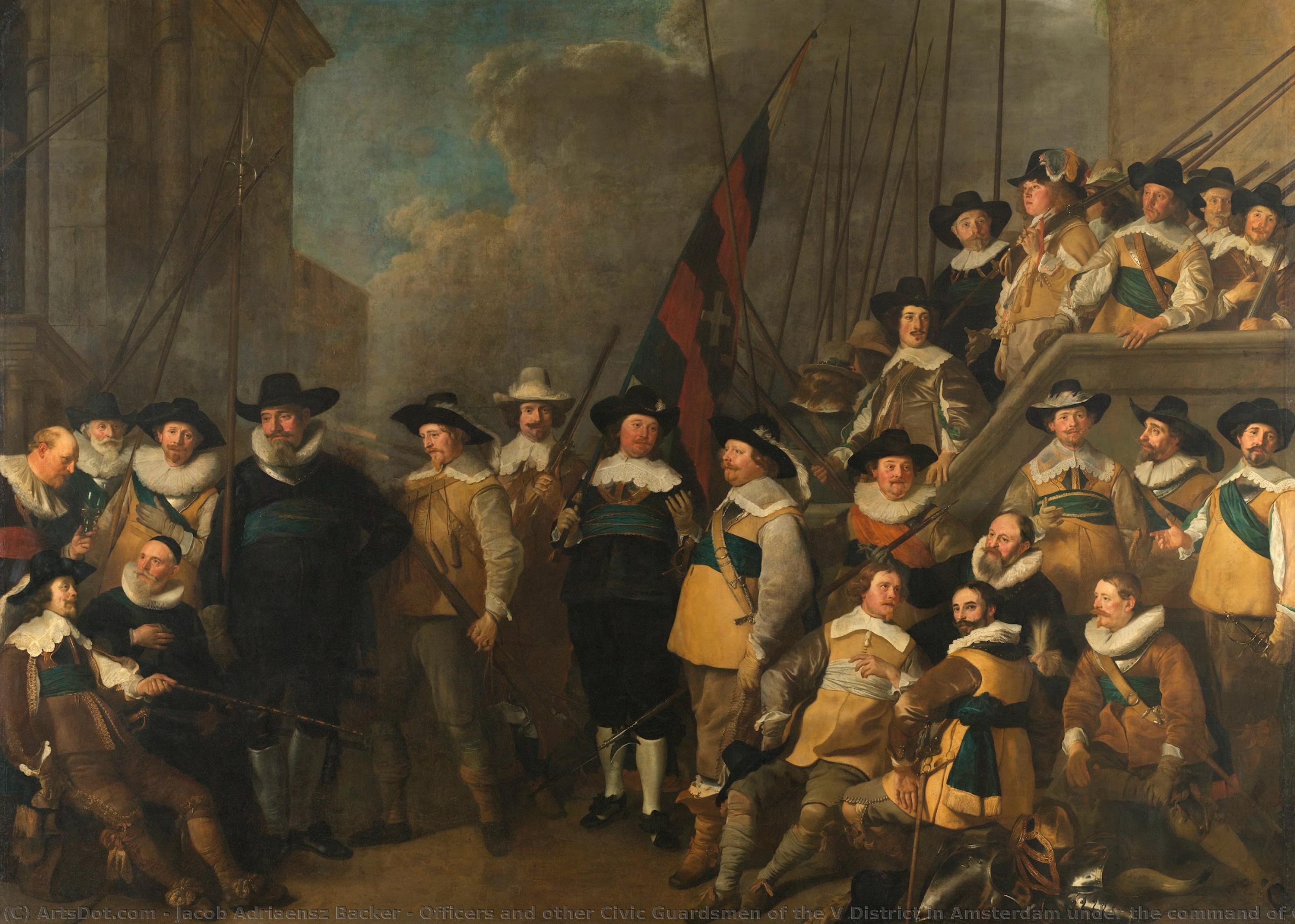 Officers And Other Civic Guardsmen Of The V District In Amsterdam Under The Command Of Captain Cornelis De Graeff And Lieutenant Hendrick Lauwrensz, Jacob Adriaensz Backer, 1642 — Jacob Adriaensz Backer