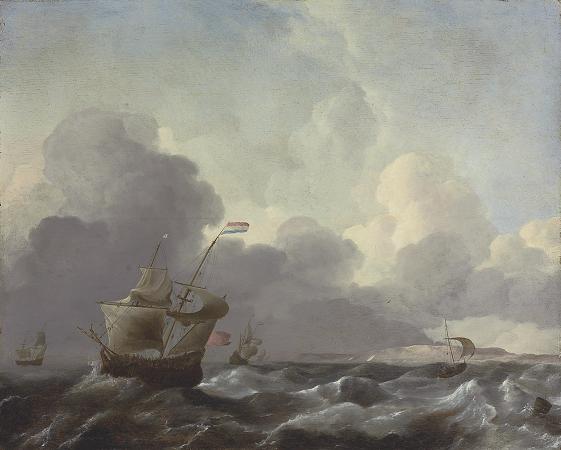 Dutch Man-of-war In Stormy Waters — Aernout Smit