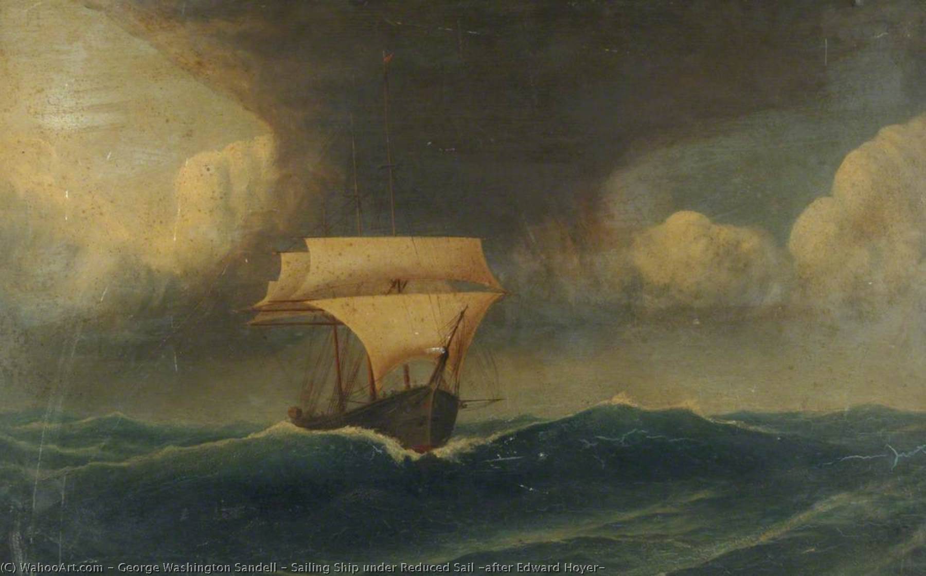 Sailing Ship Under Reduced Sail (after Edward Hoyer) — George Washington Sandell