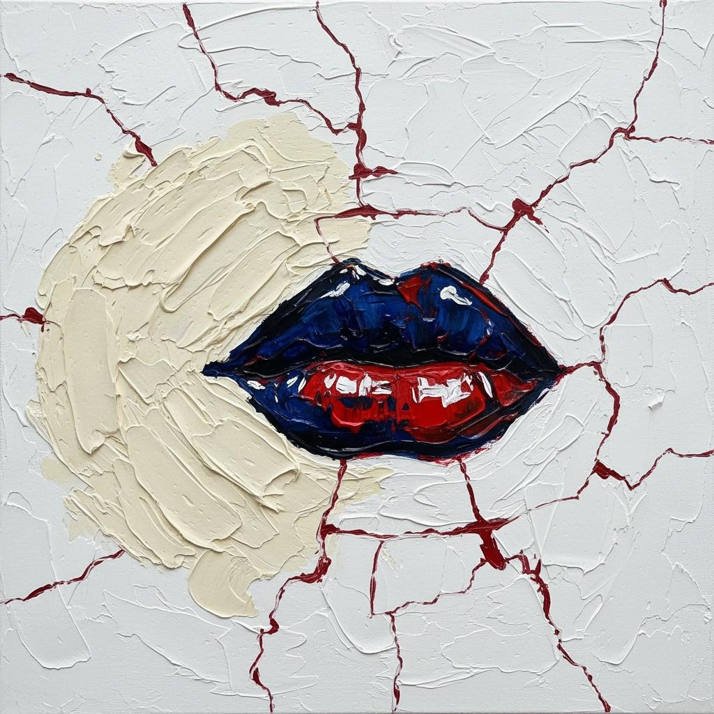 Fractured Crimson Echoes Within A Monumental Study Of Midnight Blue And Ivory — David Moreau