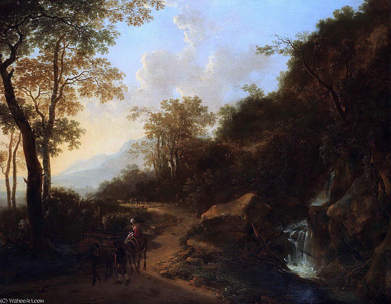 A Mountainous Italianate Landscape With Travellers — Ян Бот