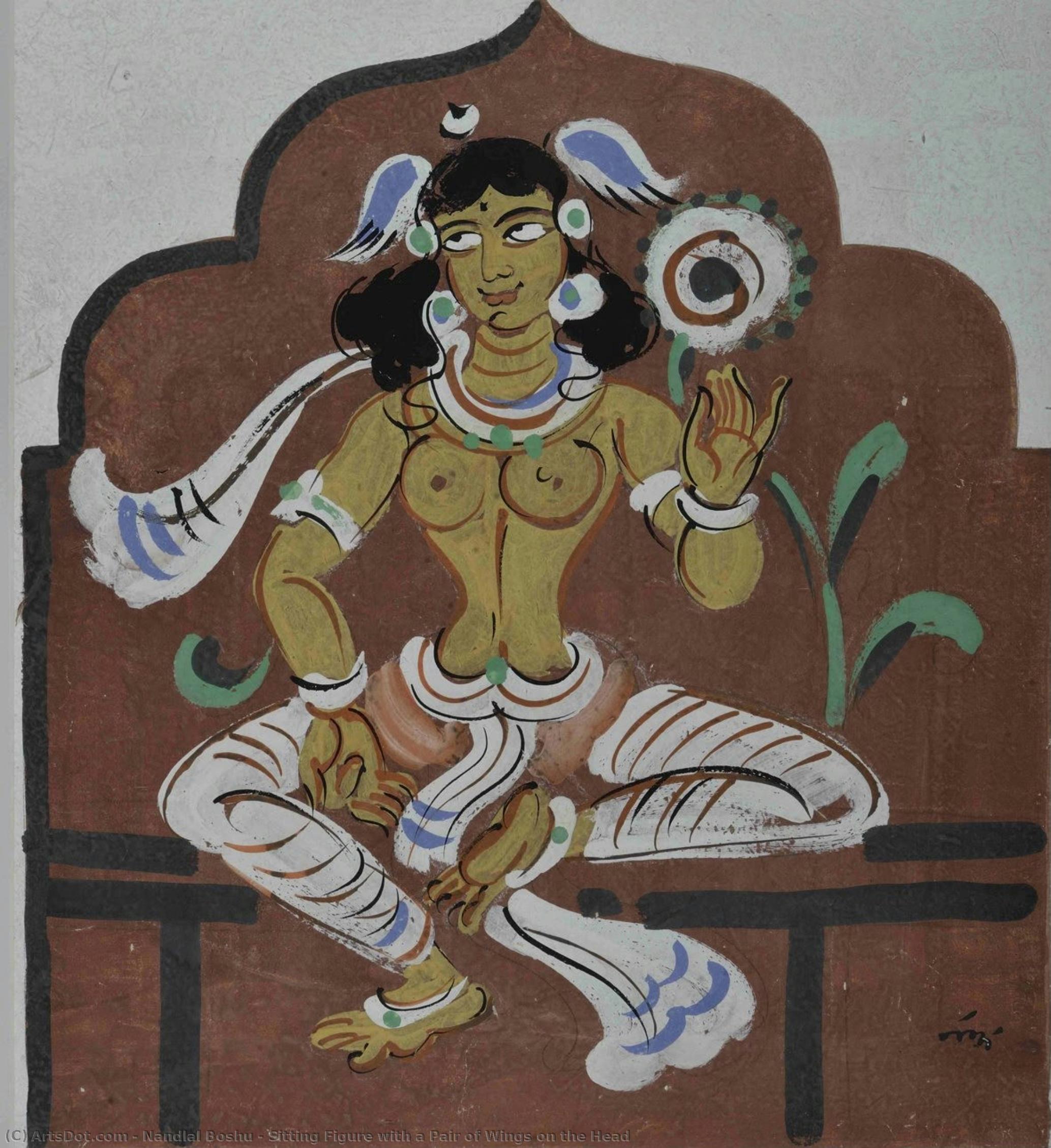 Sitting Figure With A Pair Of Wings On The Head — Nandalal Bose