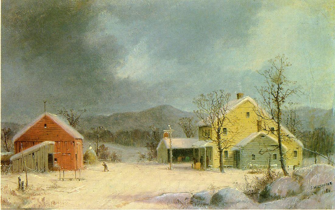 Yellow Farmhouse In Winter — George Henry Durrie
