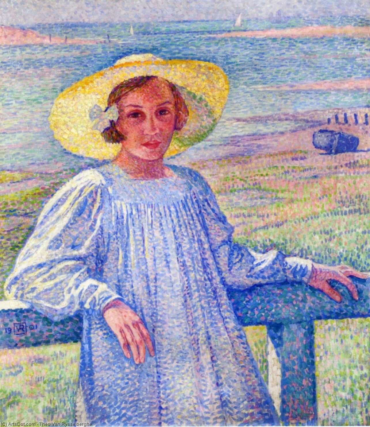 Young Girl In A Straw Hat — Theo Van Rysselberghe