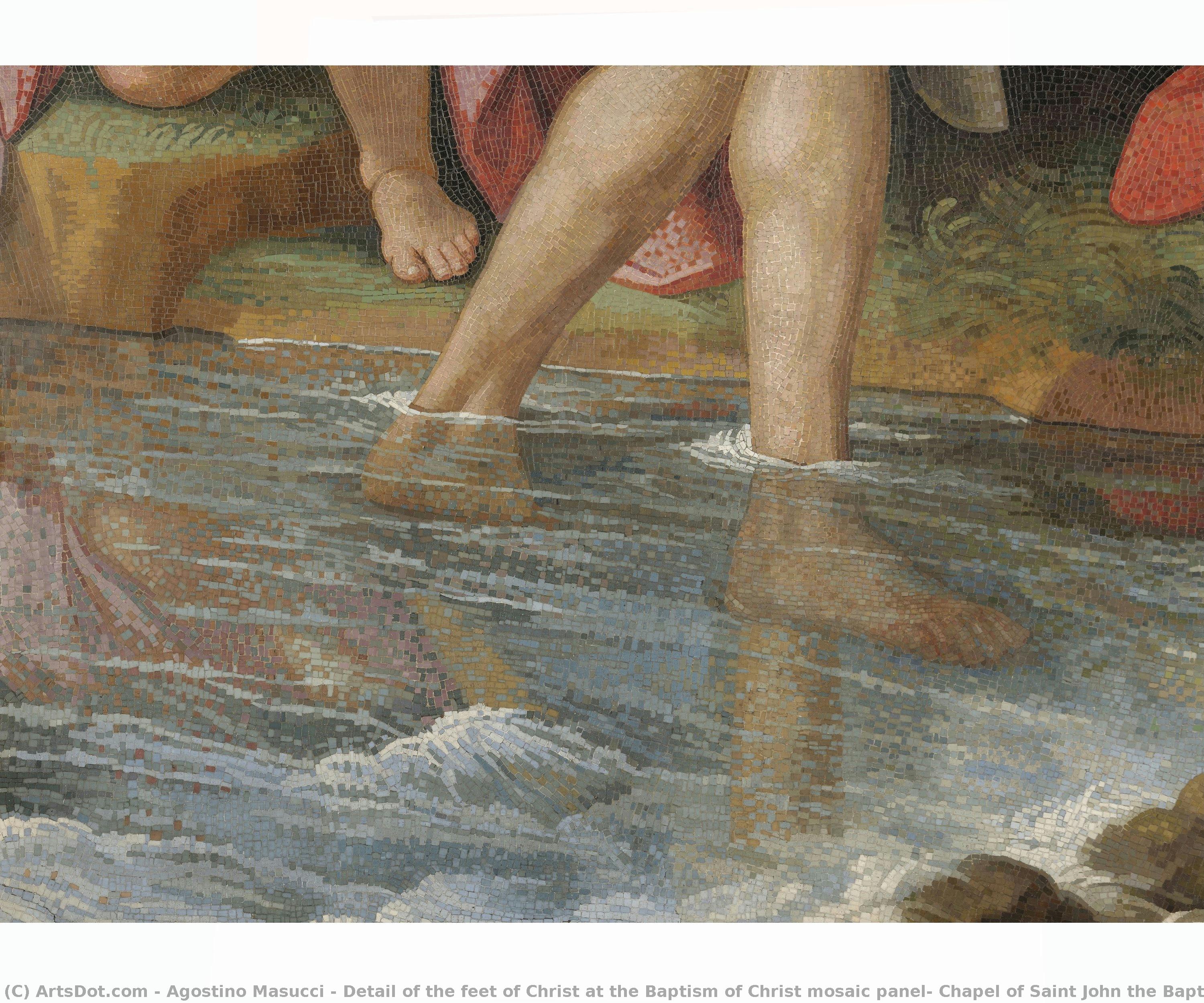 Detail Of The Feet Of Christ At The Baptism Of Christ Mosaic Panel, Chapel Of Saint John The Baptist — Agostino Masucci