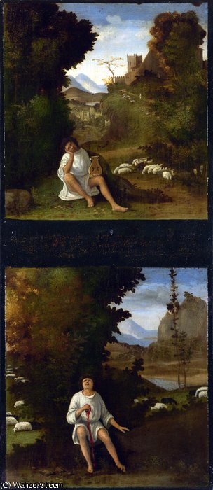 Scenes From Tebaldeo's Eclogues - The Story Of Damon — Andrea Previtali