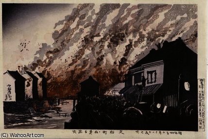 A Great Fire On The Night Of February - (11th) — Kobayashi Kiyochika