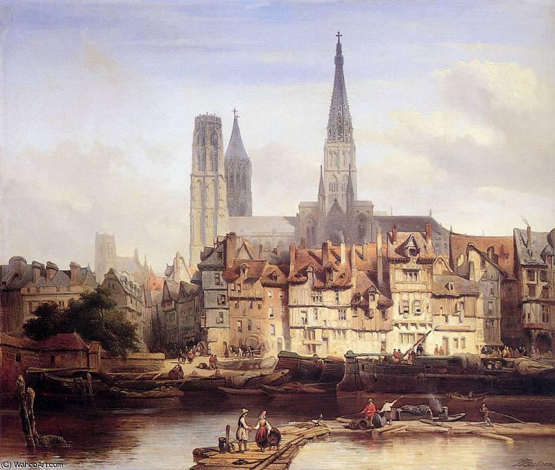 Parisian Quay In Rouen Sun — Johannes Bosboom