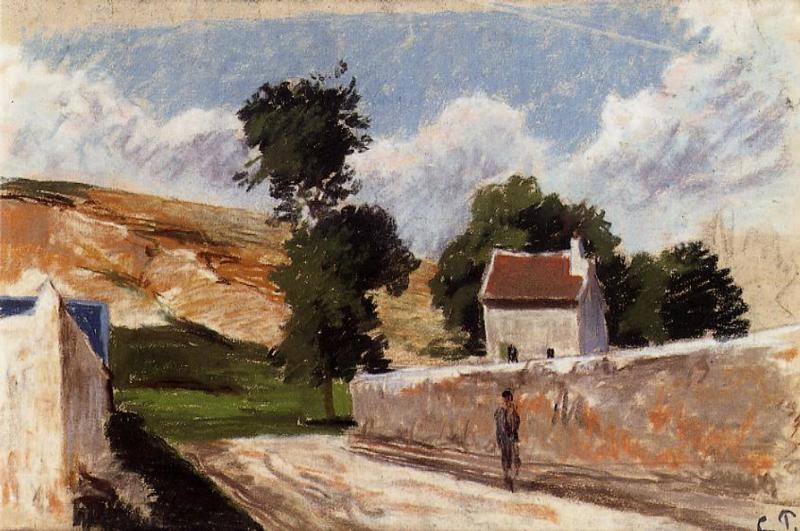 A Street In L'hermitage, Pontoise — Camille Pissarro