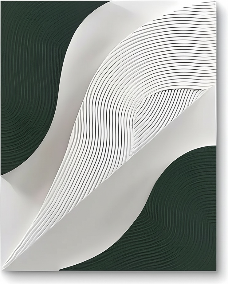 Textured Abstract Wood Wall Panel – Forest Green & White