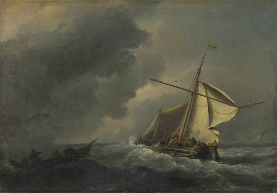 A Dutch Vessel In A Strong Breeze — Willem Van De Velde The Younger