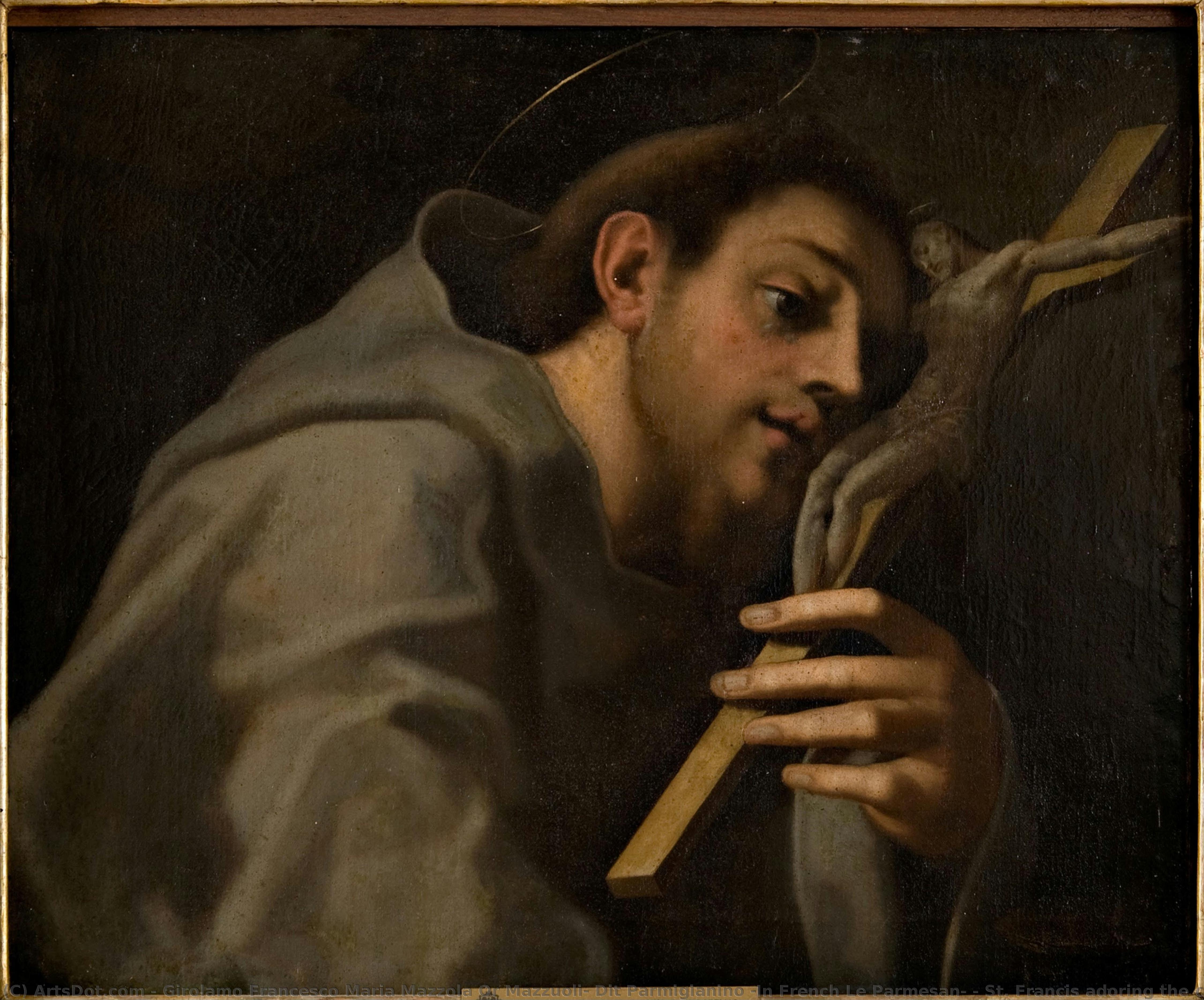St. Francis Adoring The Crucifix — Girolamo Francesco Maria Mazzola Or Mazzuoli, Dit Parmigianino (in French Le Parmesan)