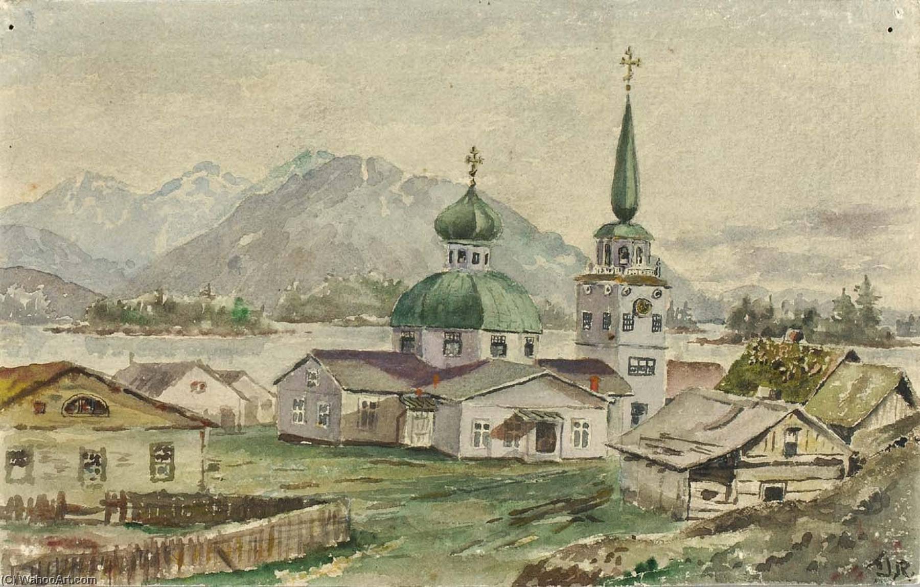 Rear View Of Greek Church, Sitka, 1888 — Theodore J. Richardson