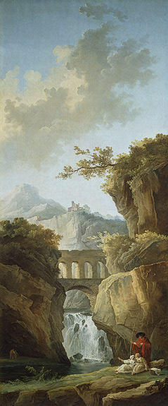 Landscape With An Aqueduct In The Mountains — Hubert Robert