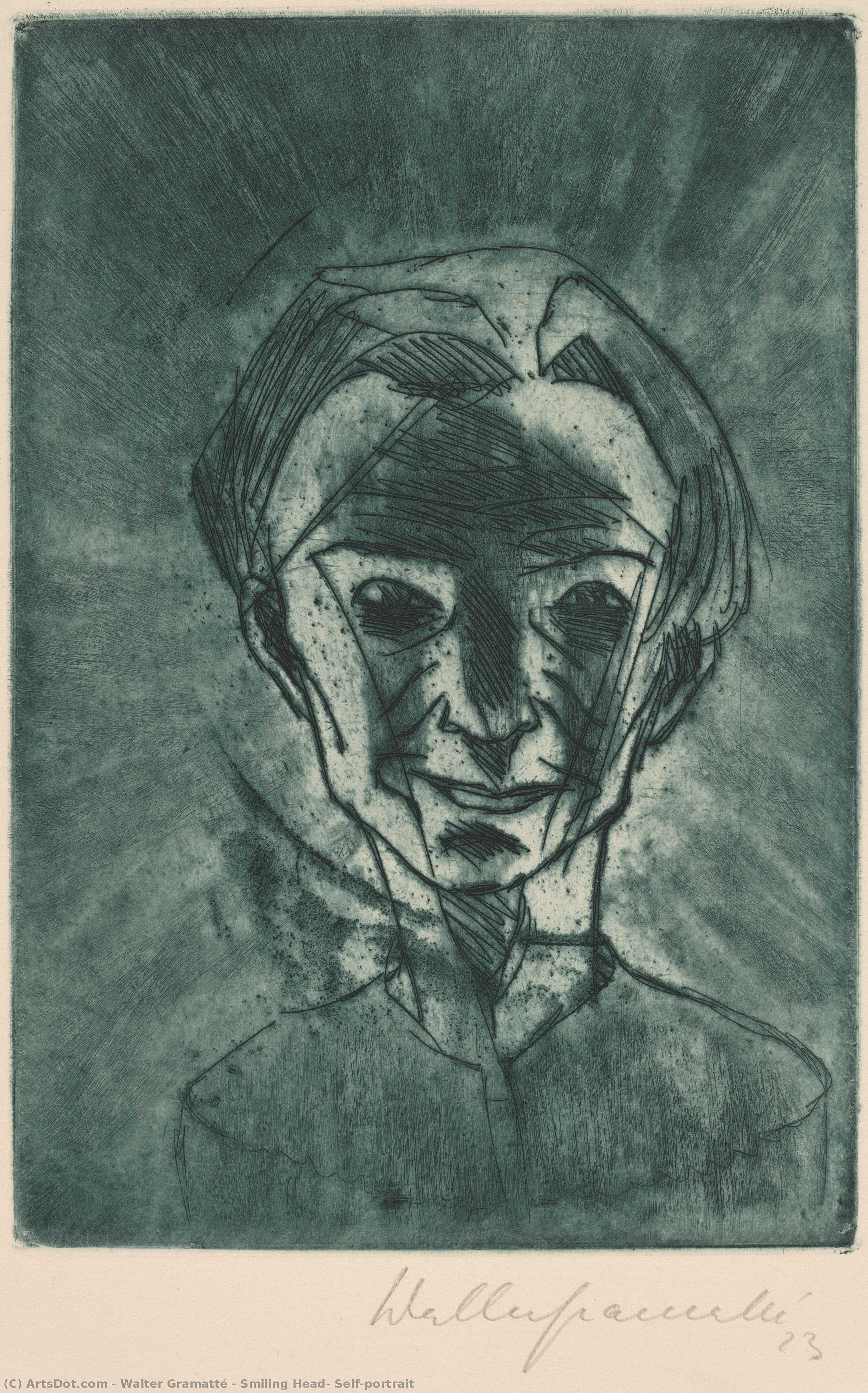 Smiling Head, Self-portrait — Walter Gramatté