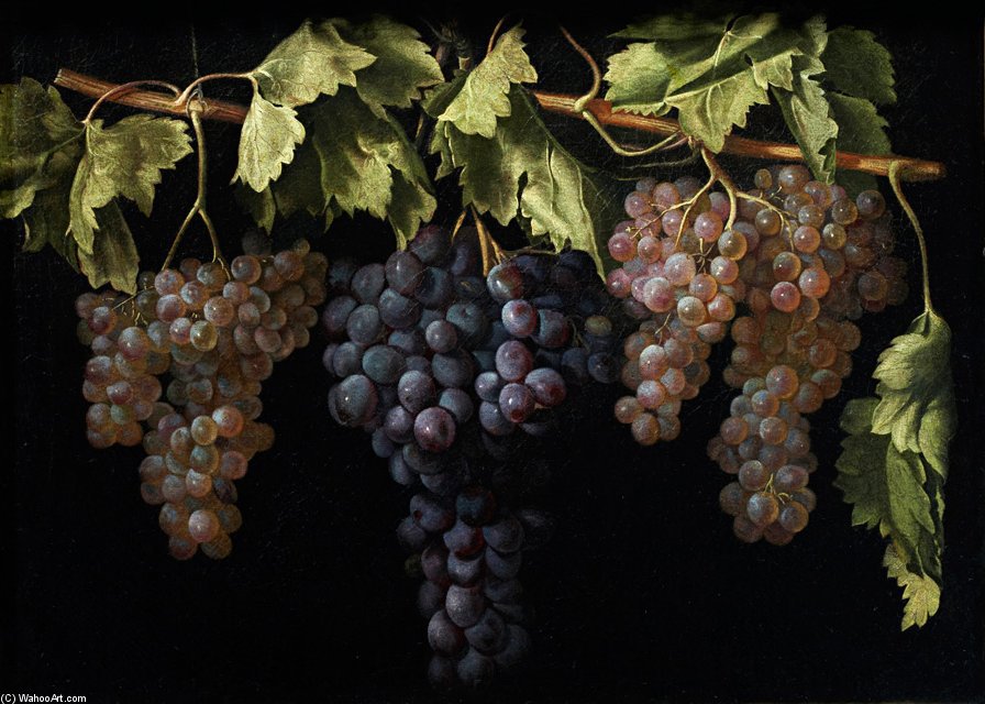 Still Life With Four Bunches Of Grapes By Juan Fernández — Juan Fernández Navarrete