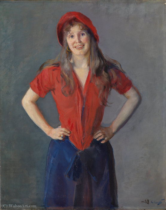 Portrait Of The Painter Oda Krohg, B. Lasson — Christian Krohg
