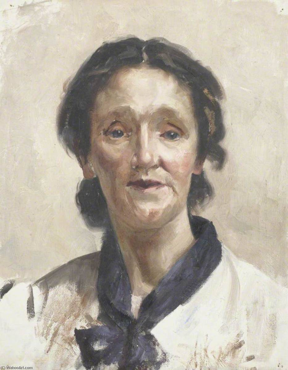 Portrait Of A Young Woman Wearing A White Shirt With A Blue Scarf — Beryl Fowler