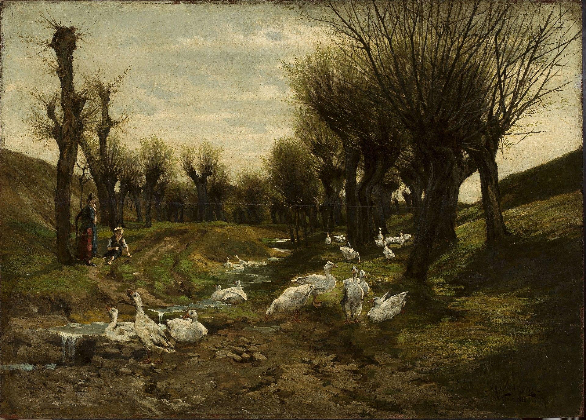 Geese Alongside A Creek — Richard Lorenz