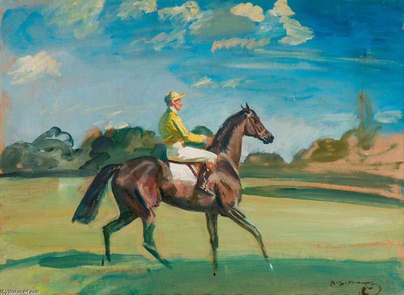 Study Of A Yellow Jockey On My Mare, 'irish Smock' — Sir Alfred James Munnings