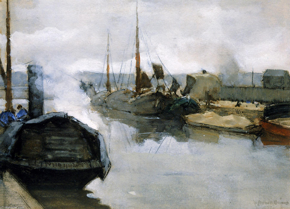 Moored Shiips In City Harbour — Pieter Florentius Nicolaas Jacobus Arntzenius