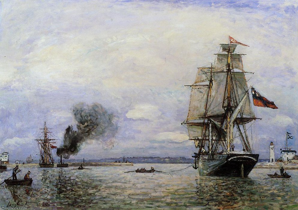 Leaving The Port Of Honfleur — Johan Barthold Jongkind