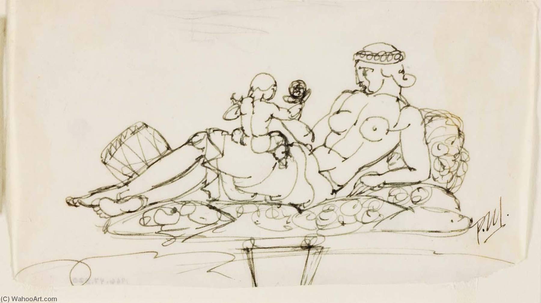 (reclining Female Nude With Child) — Paul Manship