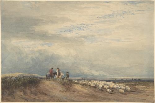 Riders With Sheep Near An Estuary — David Cox