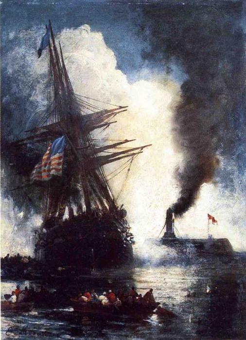 The Merrimac Sinks The Cumberland — Edward Moran