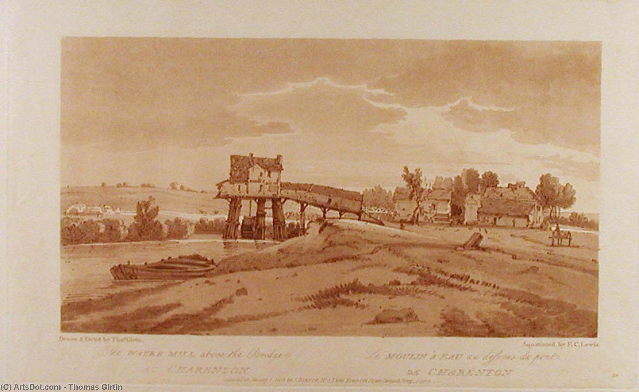 The Water Mill Above The Bridge At Charenton — Thomas Girtin
