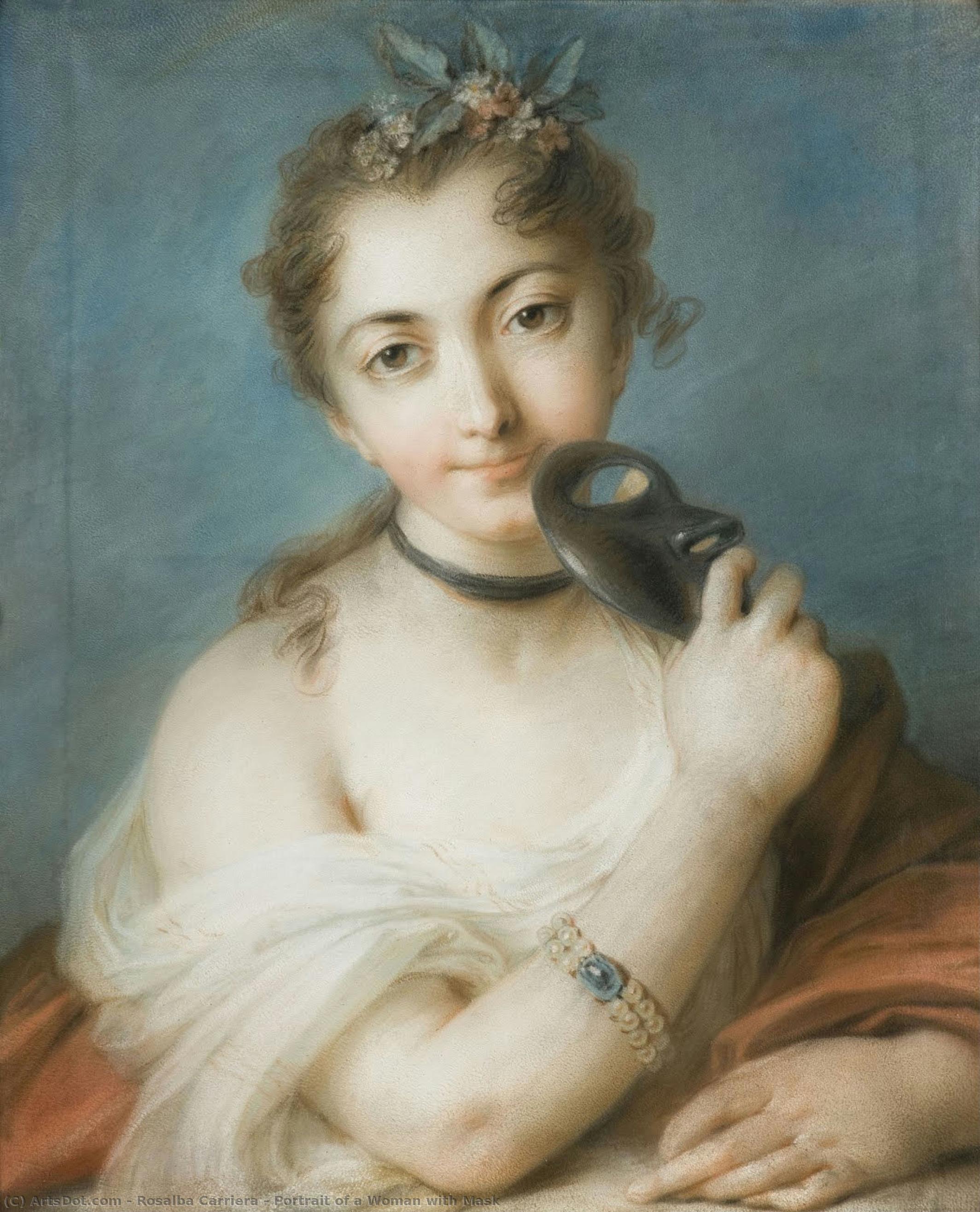 Portrait Of A Woman With Mask — Rosalba Carriera