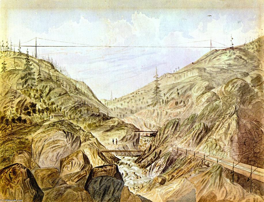 Suspension Flume, Cañon Near Murhy's Diggings, California — James Madison Alden