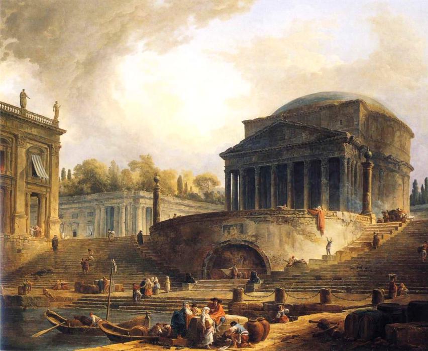 Vue Du Port De Ripetta, A Rome — Hubert Robert