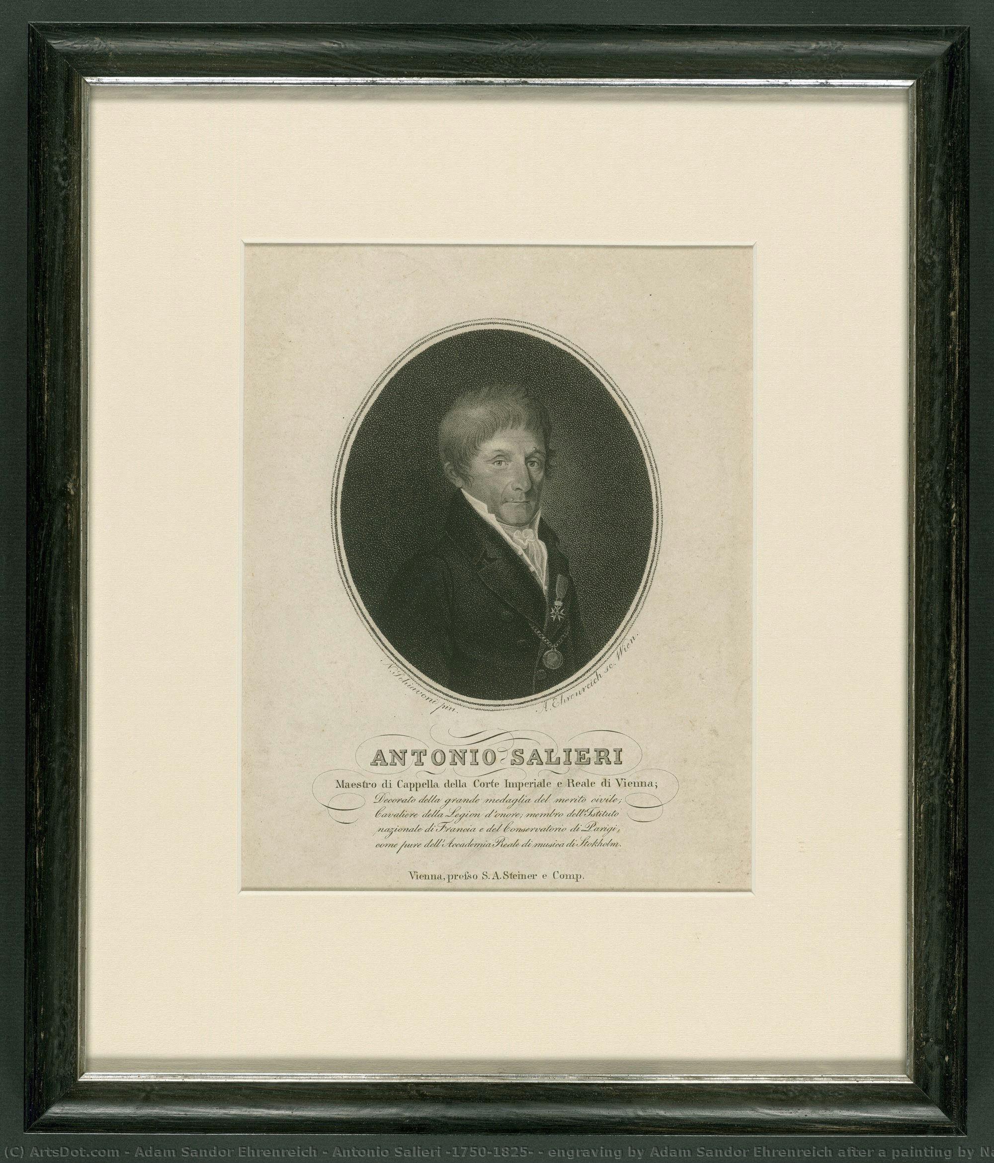 Antonio Salieri (1750-1825) - Engraving By Adam Sandor Ehrenreich After A Painting By Natale Schiavoni, Published By Steiner, Vienna, 1810 — Adam Sandor Ehrenreich