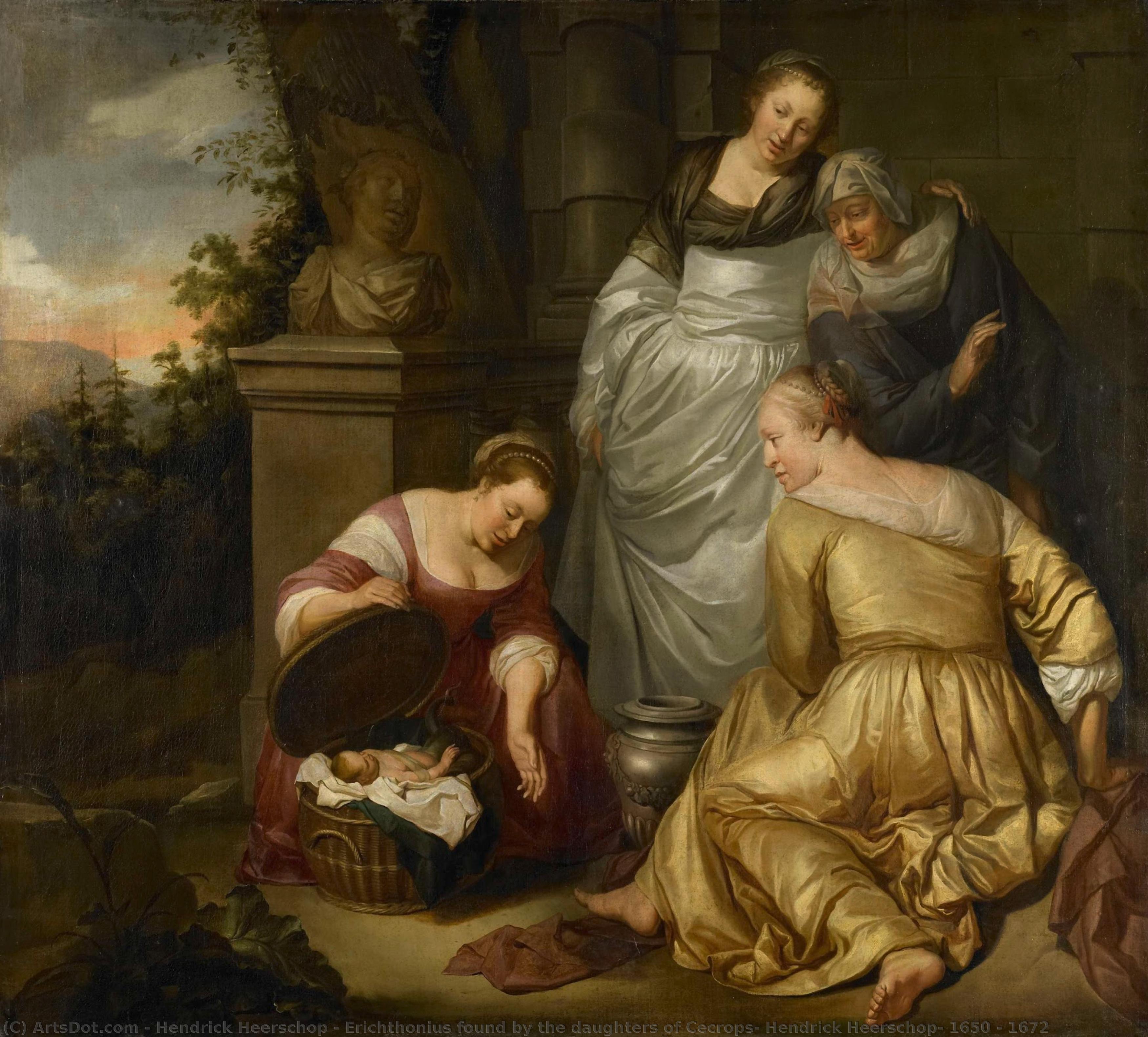 Erichthonius Found By The Daughters Of Cecrops, Hendrick Heerschop, 1650 - 1672 — Hendrick Heerschop