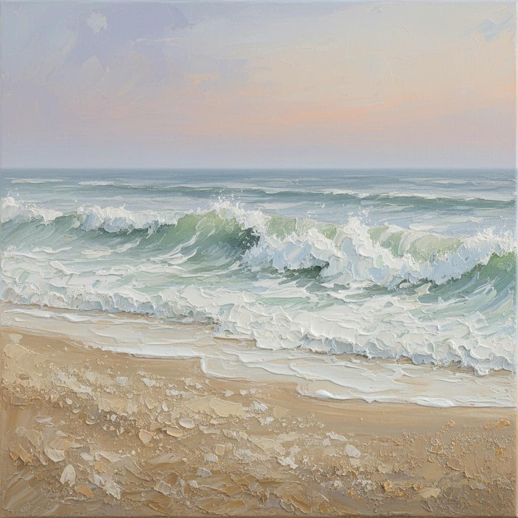 Transcendent Shores: A Meditative Symphony Of Lavender Skies And Sculpted Seafoam — David Moreau