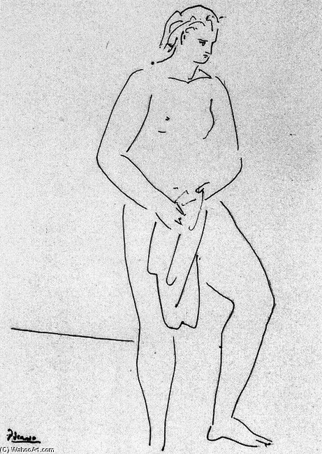 Mujer Desnuda De Pie Con Una Toalla — Pablo Picasso