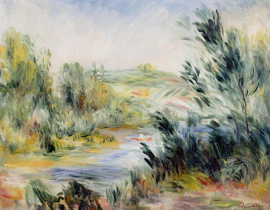 Las Orillas De Un Río, Remar En Una Barcaza — Pierre-auguste Renoir
