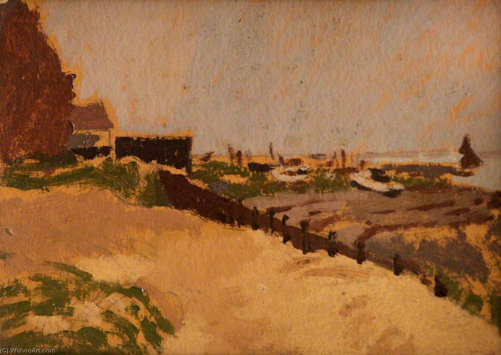 Breakwater At Ferryside — Edward Morland Lewis