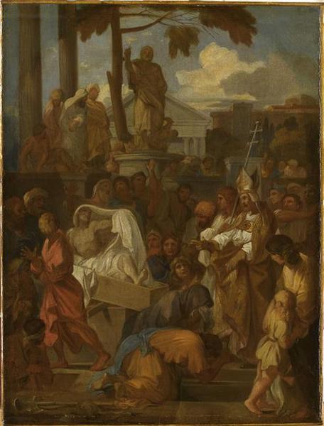 Miracle Présumé De Saint Martin Miracle De Saint Grégoire Le Thaumaturge (ancien Titre) Bourdon, Saint Martin Ressuscitant Un Mort (autre Titre) Bourdon, Miracle De Saint Martin (autre Titre) — Sébastien Bourdon