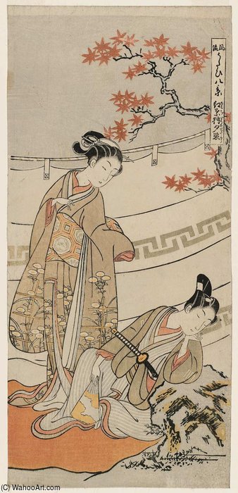 Sunset Glow Of Momijigari — Suzuki Harunobu