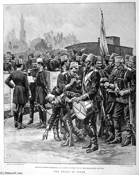 Vignette Of Ottoman Troops Awaiting Embarkation At A Train Station On Their Way To The Greek-ottoman Frontier — Frank Dadd