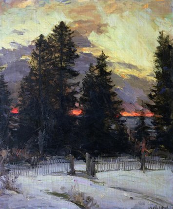 Sunset Over A Winter Landscape — Abram Efimovich Arkhipov