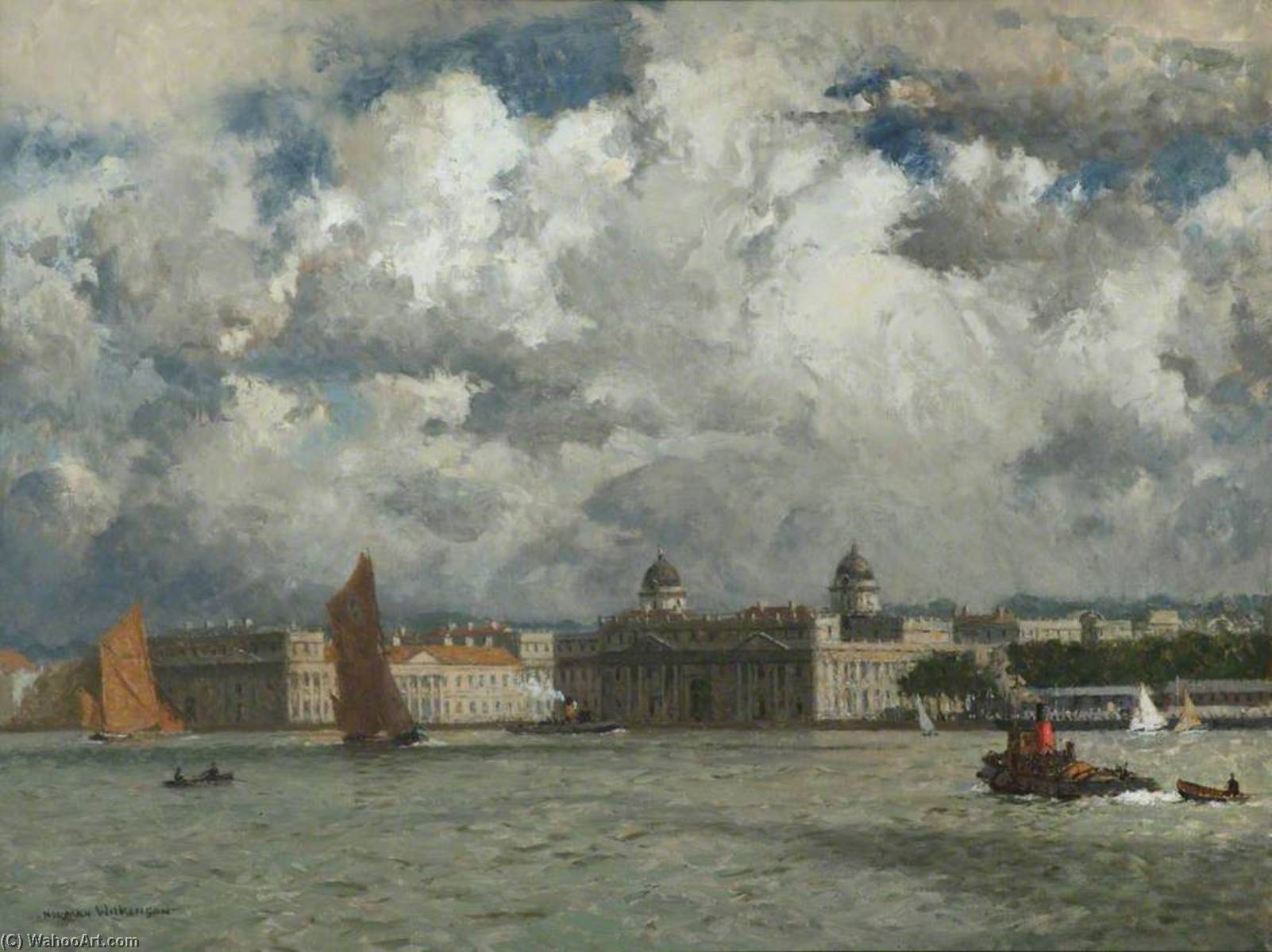 Barges Off Greenwich — Norman Wilkinson