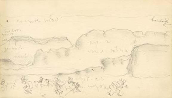 Sketch Of Mountain Landscape With Native Indians — Nicholas Roerich
