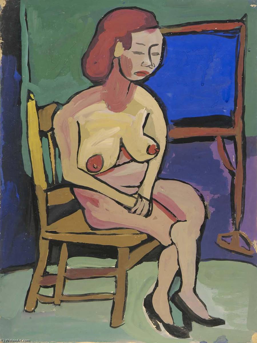 Seated Female Nude With Black Shoes — William H. Johnson