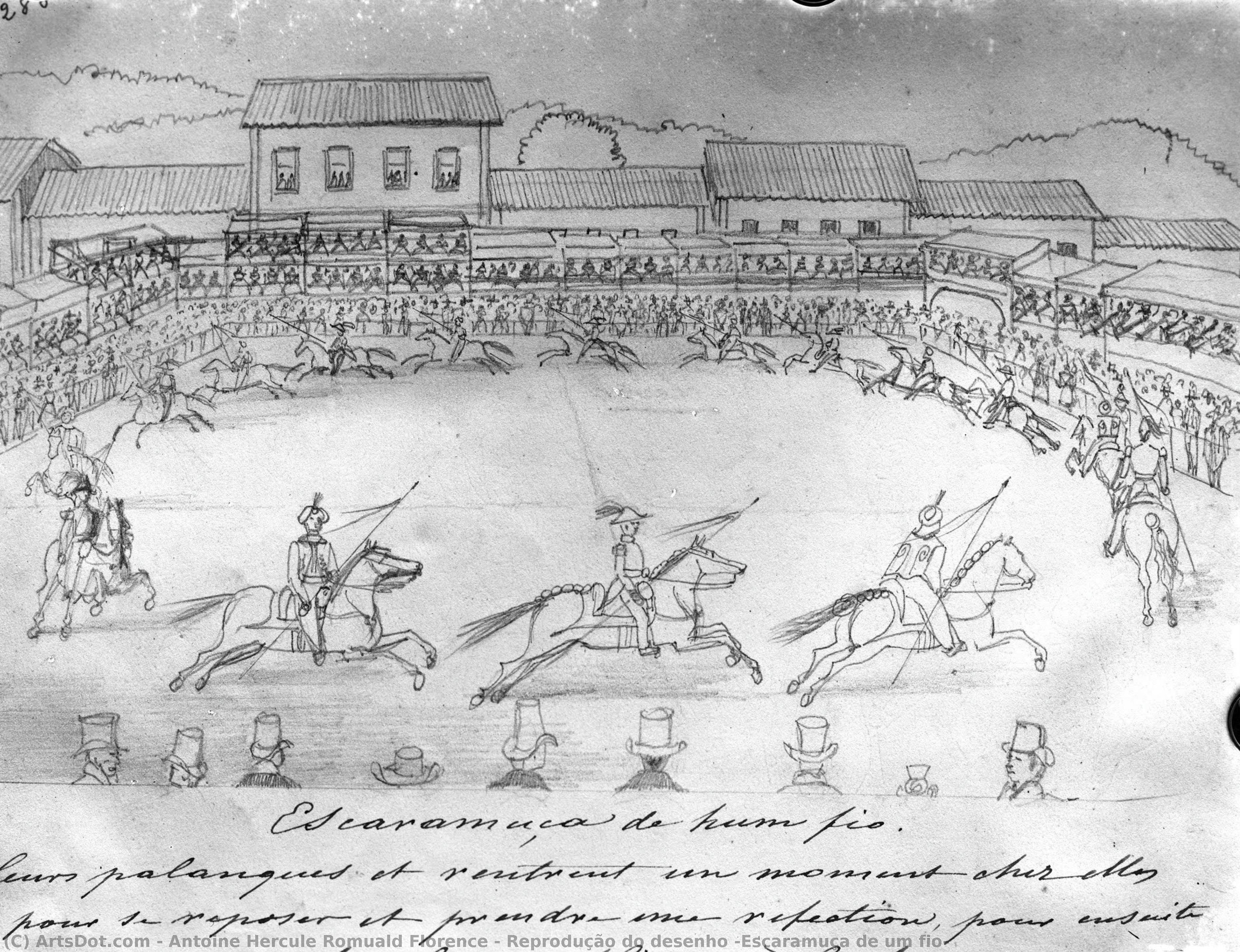 Reprodução Do Desenho “escaramuça De Um Fio” — Antoine Hercule Romuald Florence