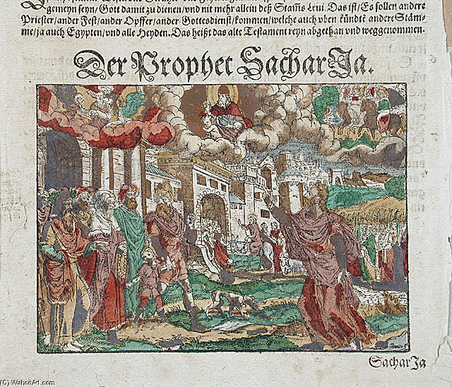 Zechariah's Vision Christ's Entry Into Jerusalem In The Background, — Jost Amman