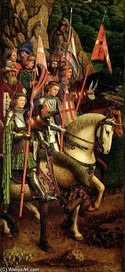 The Just Judges And The Knights Of Christ, Detail From The Left Hand Panel Of The Ghent Altarpiece — Hubert Van Eyck